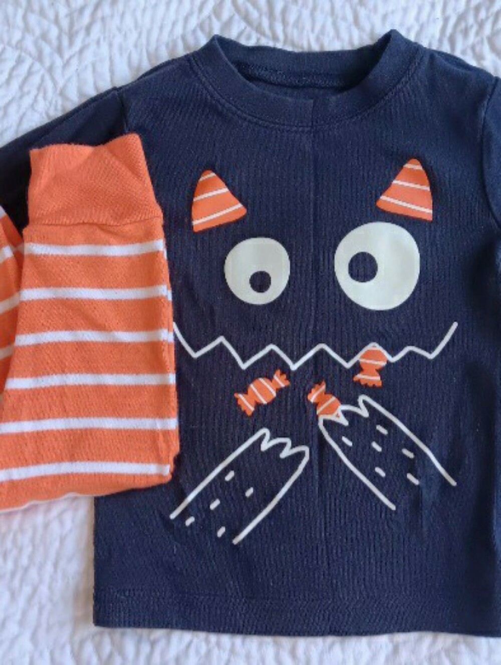 Carter's Long-Sleeve Monster Tee with Orange Stripes 12M